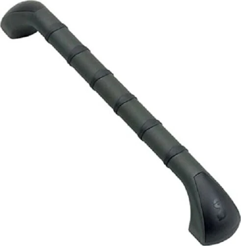 Black outdoor safety handle with non-slip grip rings.