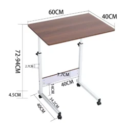 Adjustable over chair table with dimensions labeled in centimeters.