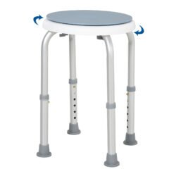 Bath Stool with Rotating Seat | Swivel Seat | Adjustable Height | Aluminium Frame - Image 1