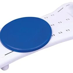 White bath board with blue swivel seat and handle.