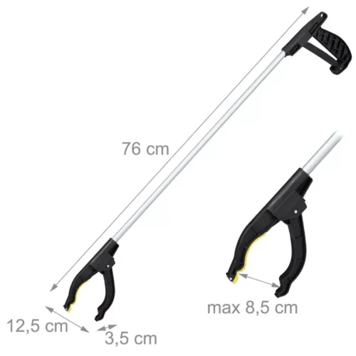 Long reach grabber tool with dimensions labeled, showing 76 cm length.