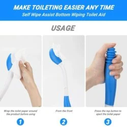 Three-step usage guide for the Foldable Bottom Bum Wiper.