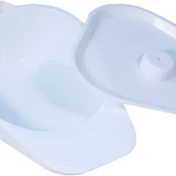 White slipper bedpan with a removable lid.