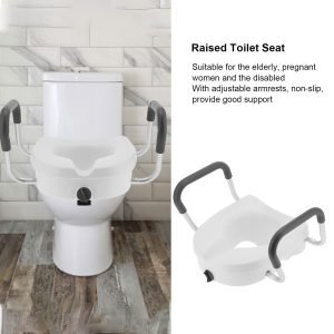 Elevated Toilet Seat with Convenient Handle | Designed for Elderly Individuals
