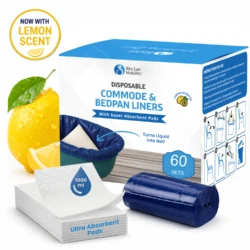Commode Liners Lemon Scented | Pack of 60 sets | Bedside Commode Liners With Absorbent Pad