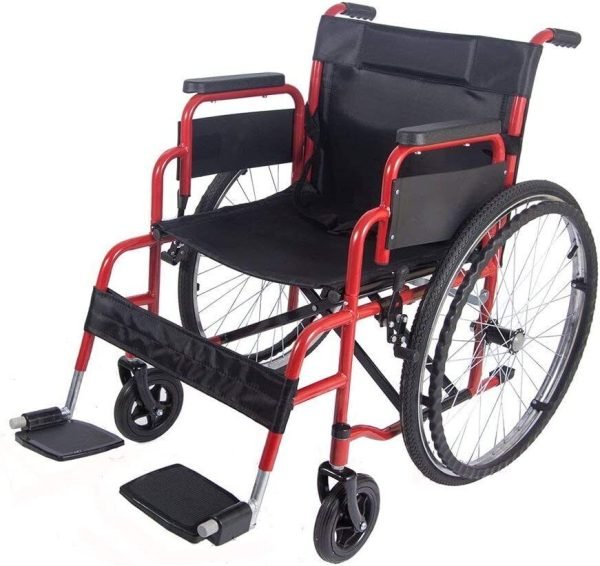Folding-Wheelchair-Self-Propelled-Red