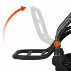 Close-up of the folding mechanism on a travel wheelchair.