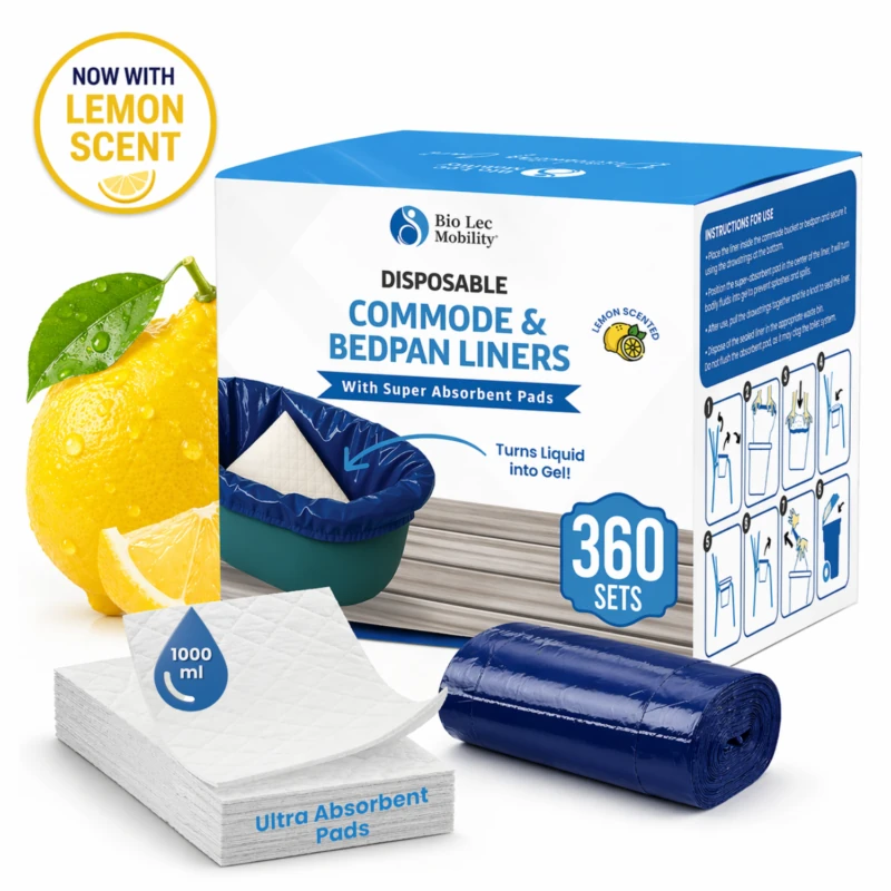 Bio Lec Mobility Commode & Bedpan Liners with Ultra Absorbent Pads