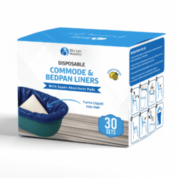 Box of 30 lemon-scented commode liners with absorbent pads.