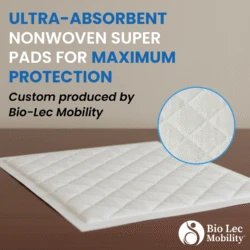 Ultra-absorbent nonwoven super pads with Bio-Lec Mobility logo.