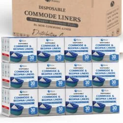 Commode Liners Lemon Scented | Multipack | 360 Sets | Including Ultra Absorbent Pads & Liners