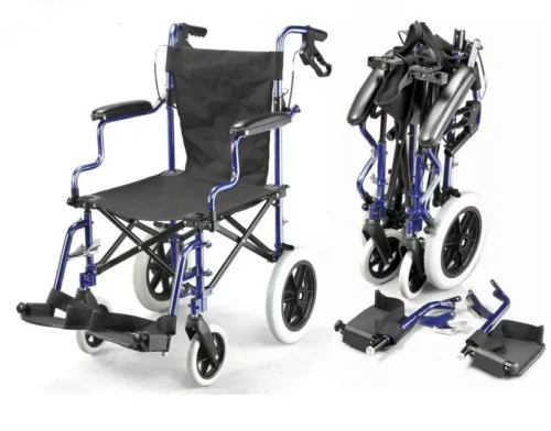 Lightweight Folding Wheelchairs For Travelling With Bag | Travel Wheelchair with Attendant Brakes - Image 1