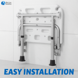 Wall Mounted Shower Chair with Height Adjustable Legs & Shower Head Slot | Flip Up Shower Seat - Image 7