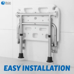 Wall Mounted Shower Chair with Height Adjustable Legs & Shower Head Slot | Flip Up Shower Seat - Image 7