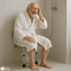 Wall Mounted Shower Chair with Height Adjustable Legs & Shower Head Slot | Flip Up Shower Seat - Image 6