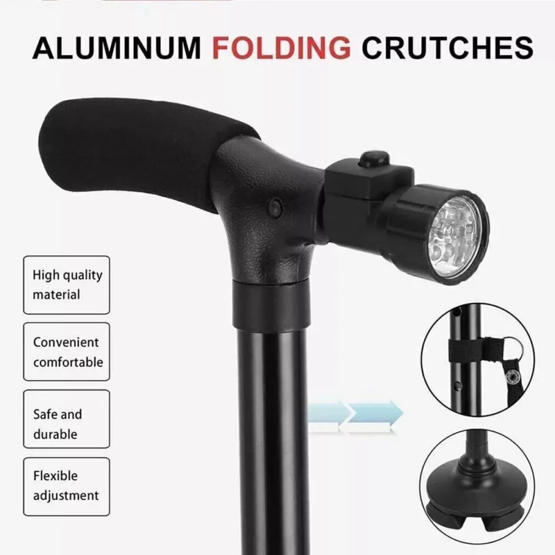 Walking Stick With Light | Folding Walking Cane Stick | Height Adjustable Heavy Duty | Foldable | Lightweight - Image 10
