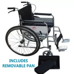 Lightweight Self Propelled Wheelchair | with Removal Commode Pan | Heavy Duty | Folding - Image 3