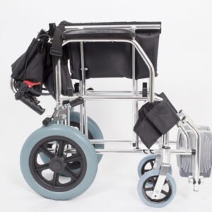 Ultra Lightweight Aluminium Wheelchair | Folding Transit Wheelchair | with Attended Brakes | Footrest