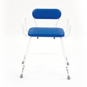 Bariatric Perching Stool | Perching Stool with Arms and Padded Backrest | Height Adjustable | Wide