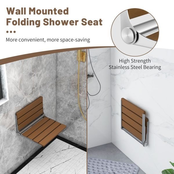 Wall mounted folding shower seat
