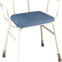 perching stool with padded back and seat