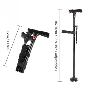Walking Stick With Torch & Alarm | Twin Grip | Led Walking Stick | Gift for Elderly | Present for Old Couple