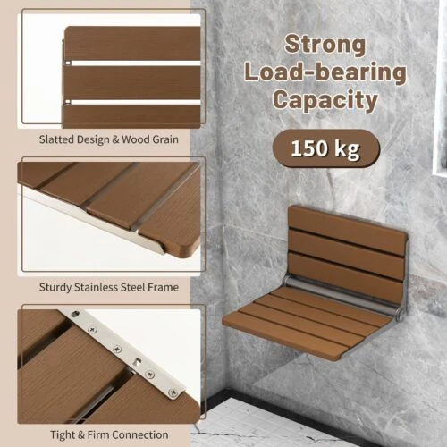 Fold Down Shower Seat | Wall Mounted Folding Shower Seat | for Adults & Seniors - Image 10