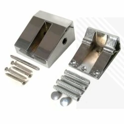Wall mounting brackets and screws for a shower seat.