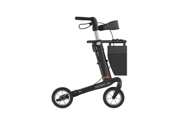 GEPARD HD-Black carbon fibre rollator -SOFT-front right