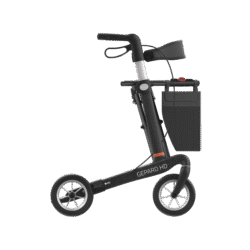 Side view of the Gepard HD rollator with carbon fiber frame.