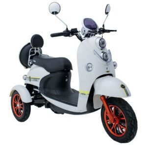 Three Wheel Scooter For Adults | Green Power Unique 500 Electric Mobility Scooter | Retro Model with 45 Miles Range | 8mph Speed | Powerful 500W Motor