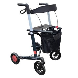 Lightweight Aluminium Rollator for Elderly & Seniors | Mobilex Leopard Outdoor Walker with Soft Wheels & RolloGuard brake system for Instant Fall Protection