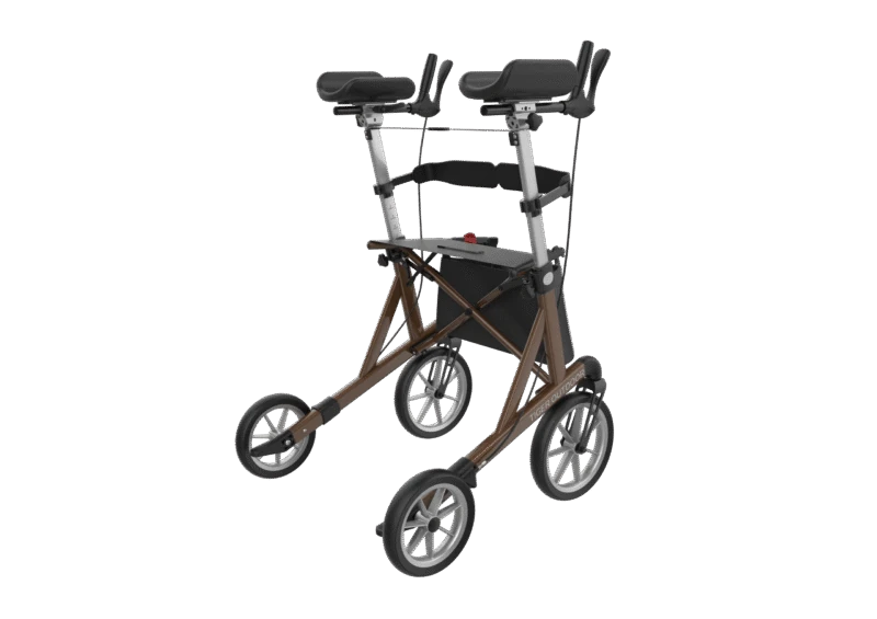 Mobilex Tiger Outdoor Rollator with forearm supports and four wheels.