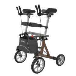 Mobilex Tiger Outdoor Rollator with forearm rests and storage bag.