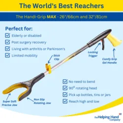 Handi-Grip MAX reacher with features highlighted.