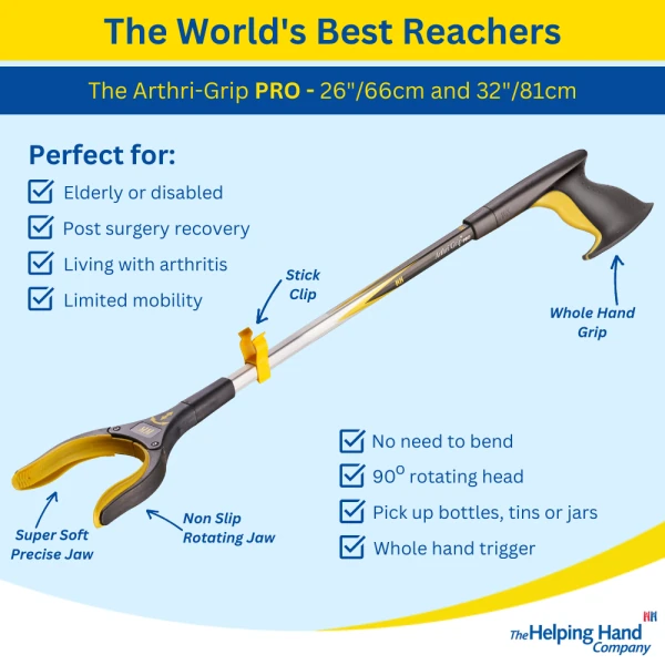 Arthri-Grip PRO Reacher with features highlighted.