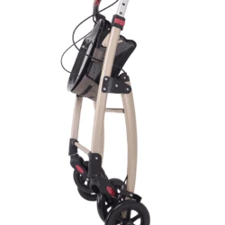Folded Mobilex Jaguar Indoor Rollator in champagne color.