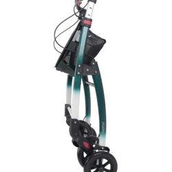 Folded Mobilex Jaguar Indoor Rollator in green and white.