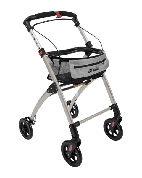 Mobilex Jaguar Indoor Rollator featuring a storage tray and ergonomic handles.