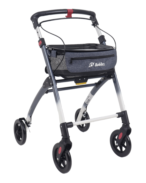 mobilex jaguar indoor walker with tray, walker with tray for elderly, narrow indoor rollator, indoor walker for elderly