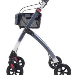 Side view of a Mobilex Jaguar Indoor Rollator with a storage tray.
