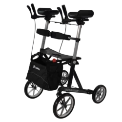 Mobilex Tiger Outdoor Rollator with forearm rests and storage bag.