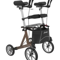 Mobilex Tiger Outdoor Rollator with forearm supports and storage bag.