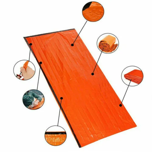 Orange waterproof cover with close-up details of material and folding.