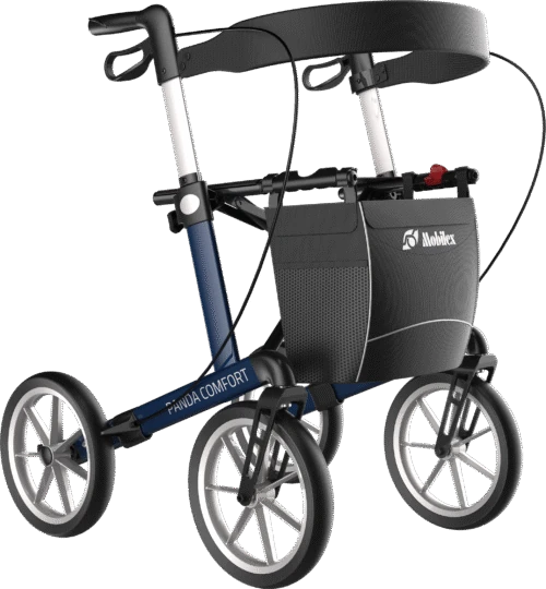 Lightweight Folding Rollator with Seat & Big Puncture Proof Wheels | Mobilex Panda Comfort - Image 1