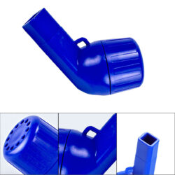 Blue breathing exerciser with detachable parts.