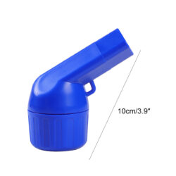 Blue breathing exerciser with a 10cm length label.