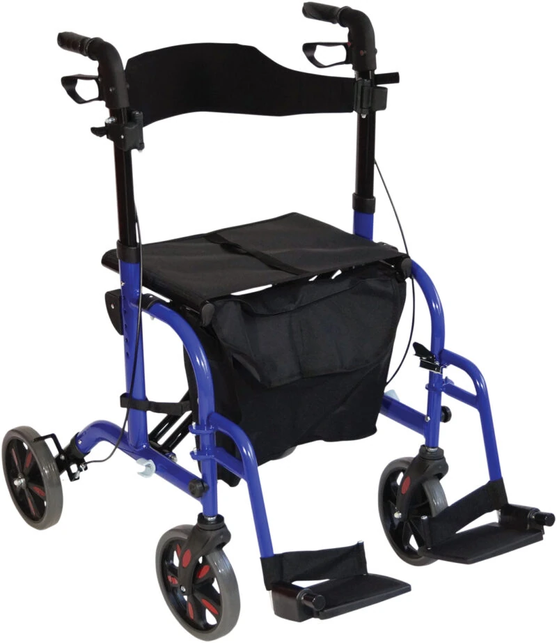 Lightweight Folding Rollator With Seat and Travel Wheelchair | Rollator & Manual Wheelchair For Disabled & Elderly - Image 2