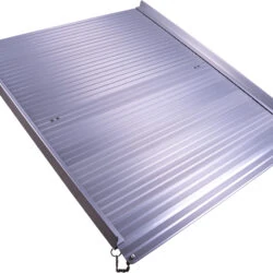 Aluminium rollable ramp with textured surface.