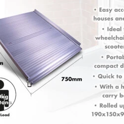 Aluminium rollable ramp with dimensions 900mm by 750mm.